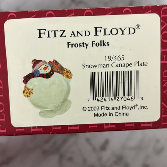 Fitz & Floyd-Frosty Folks-Canape Plate 2003 - Picture 5 of 5